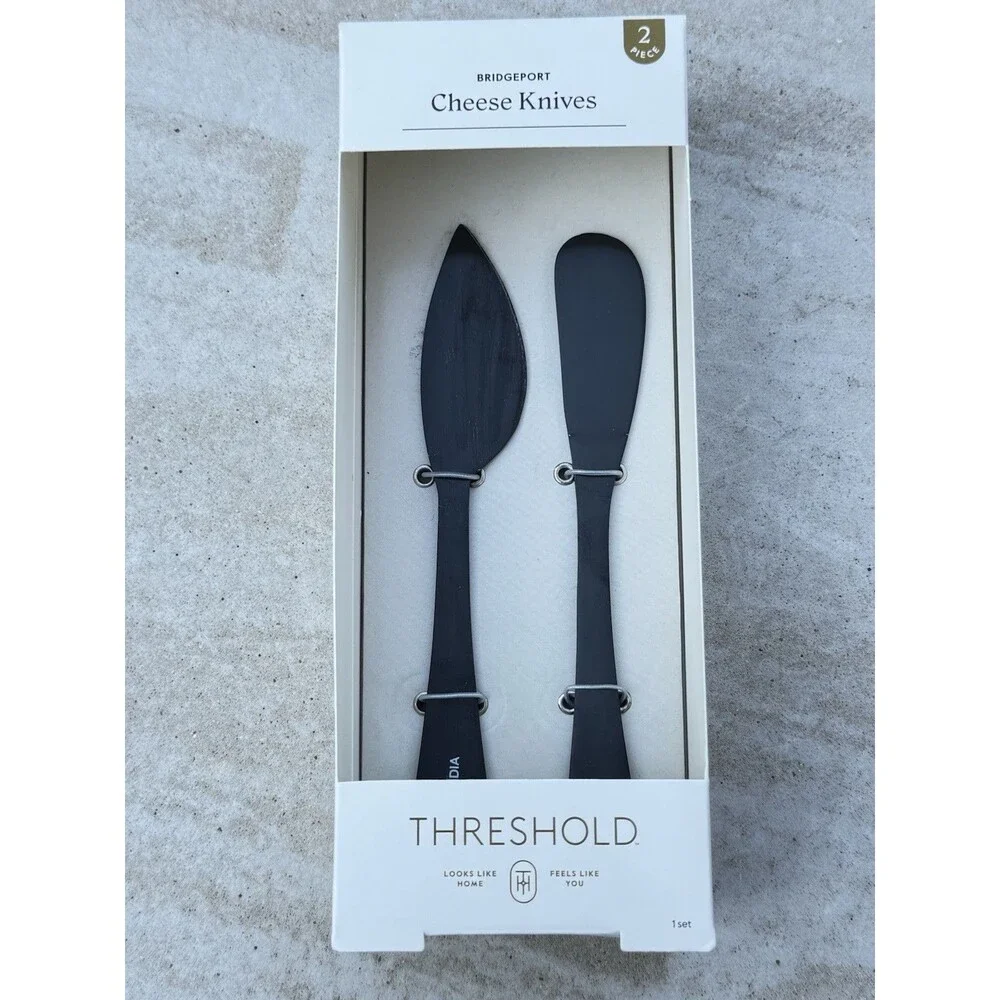 2pk Stainless Steel Cheese Knives Black‎ - Threshold™ NEW